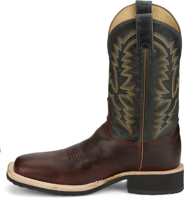 Justin Mens Trainor 11in Western Cognac Leather Bent Rail Cowboy Boots