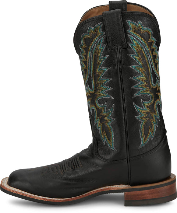 Justin Womens Shay 11in Western Black Leather Bent Rail Cowboy Boots
