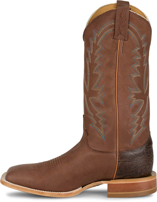 Justin Mens Boston 13in Whitetail Deer Chocolate Leather CPX Cowboy Boots