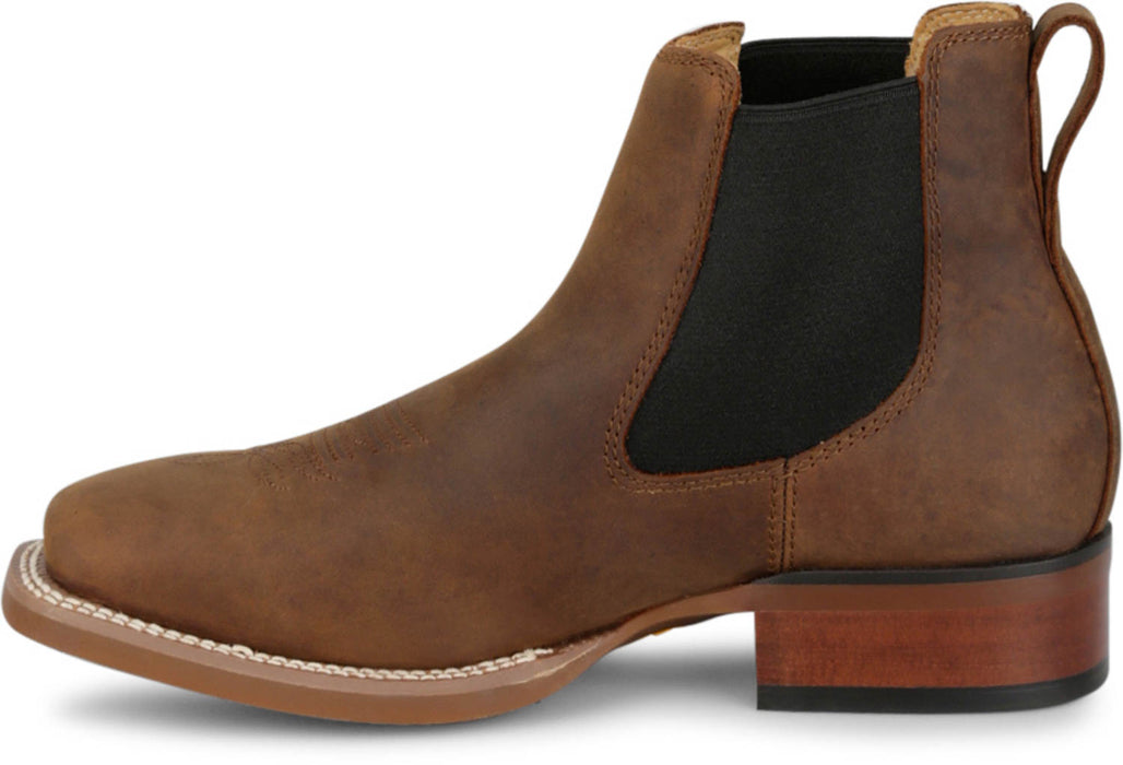 Justin Mens Crazy Buck 6in Brown Leather Frontier Chelsea Boots
