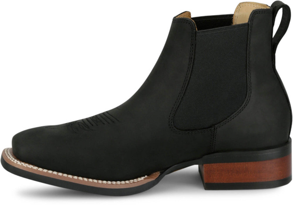 Justin Mens Crazy Buck 6in Black Leather Frontier Chelsea Boots