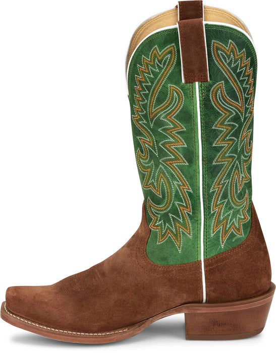 Justin Mens Jimmy 13in Western Sedona/Green Leather Frontier Cowboy Boots