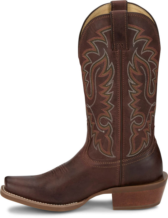 Justin Mens Cowboy Town 13in Western Bay Brown Leather Frontier Cowboy Boots
