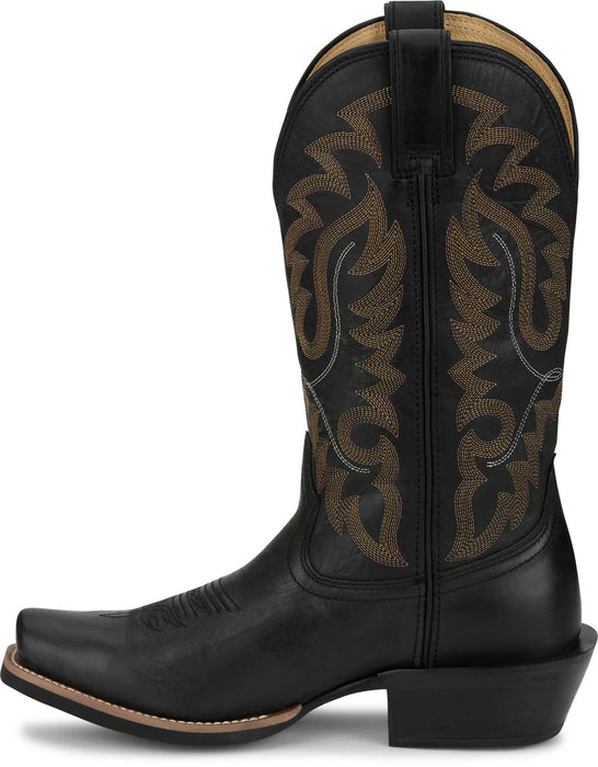 Justin Mens Cowboy Town 13in Western Midnight Leather Frontier Cowboy Boots
