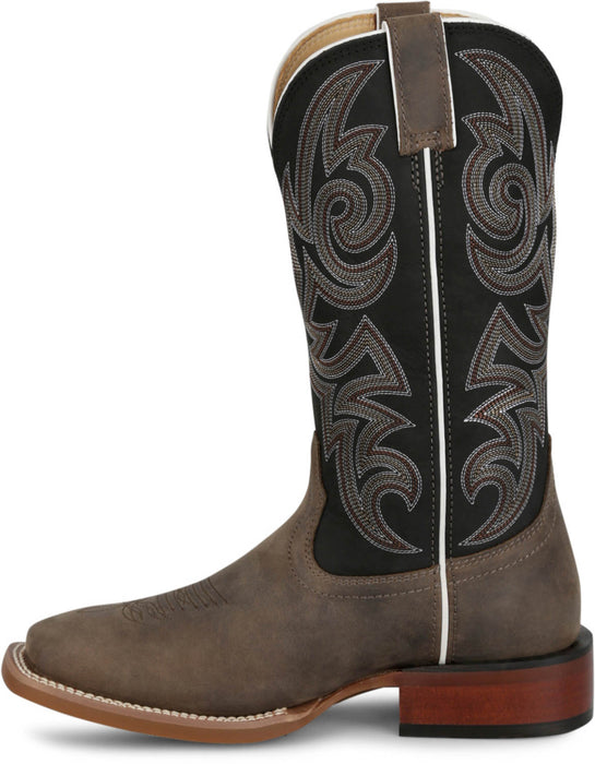 Justin Mens May Day Charcoal Cowhide Frontier Cowboy Boots