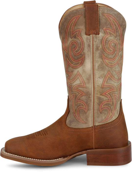 Justin Mens May Day Brown Cowhide Frontier Cowboy Boots