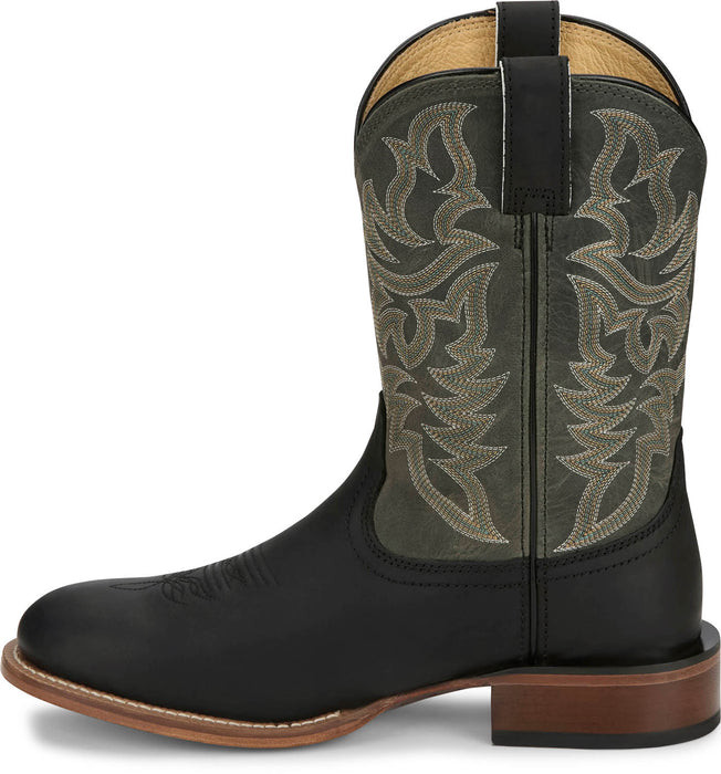 Justin Mens Disco Man 11in Western Midnight Leather Frontier Cowboy Boots