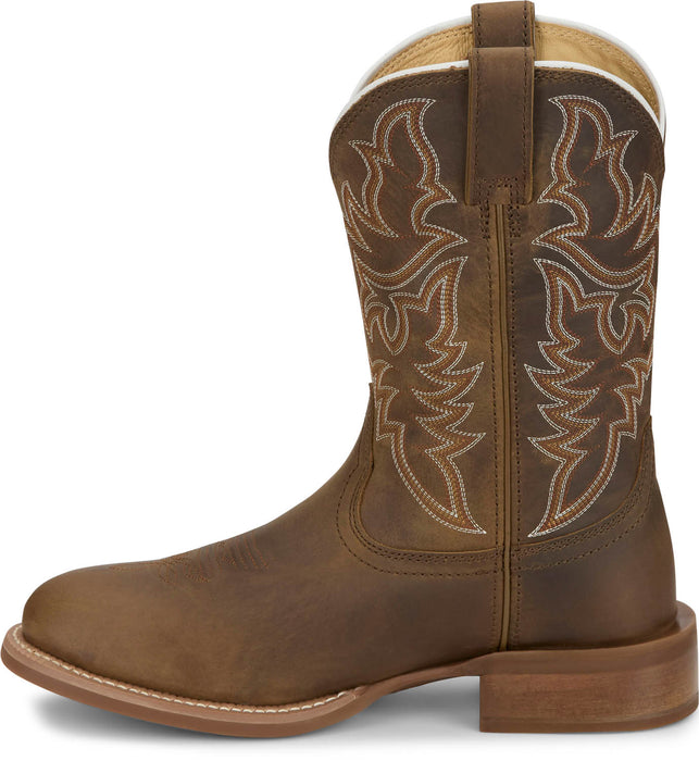 Justin Mens Wild Bill 11in Western Khaki Leather Frontier Cowboy Boots