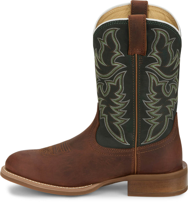Justin Mens Wild Bill 11in Western Brown Leather Frontier Cowboy Boots