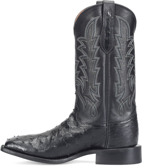 Justin Mens Rancher Obsidian Ostrich Skin George Strait Cowboy Boots