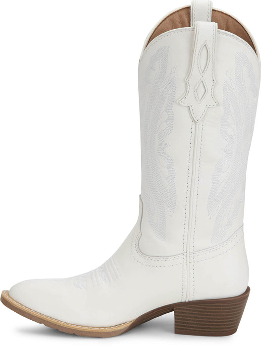 Justin Womens Renie 12in Western Bright White Leather Cowboy Boots