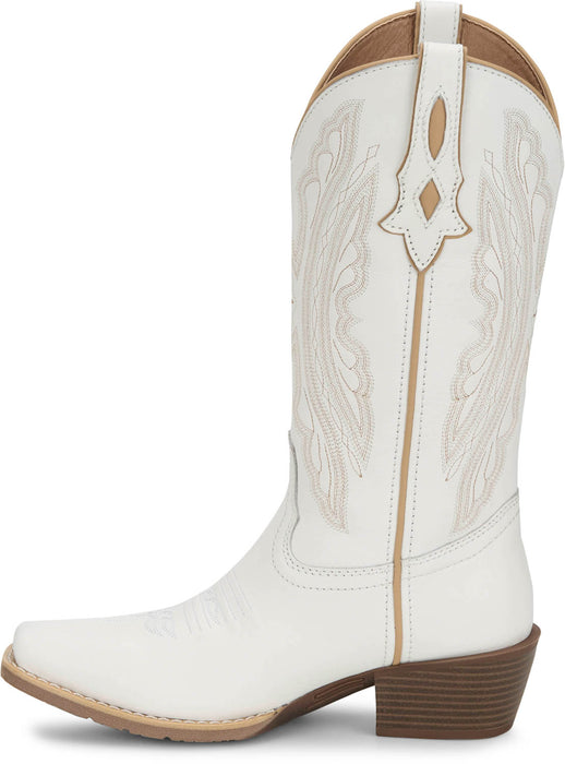 Justin Womens Rae Bright White Leather Cowboy Boots