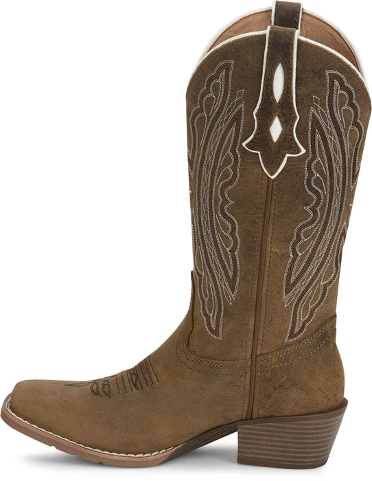 Justin Womens Rae Taupe Leather Cowboy Boots