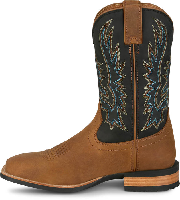 Justin Mens Rustle Chestnut Cowhide Cowboy Boots
