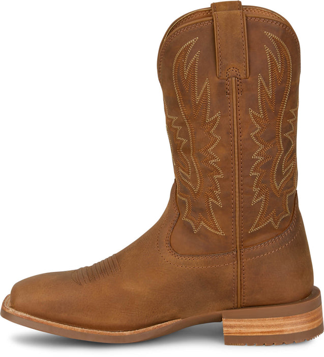 Justin Mens Rustle Chestnut Brown Cowhide Cowboy Boots