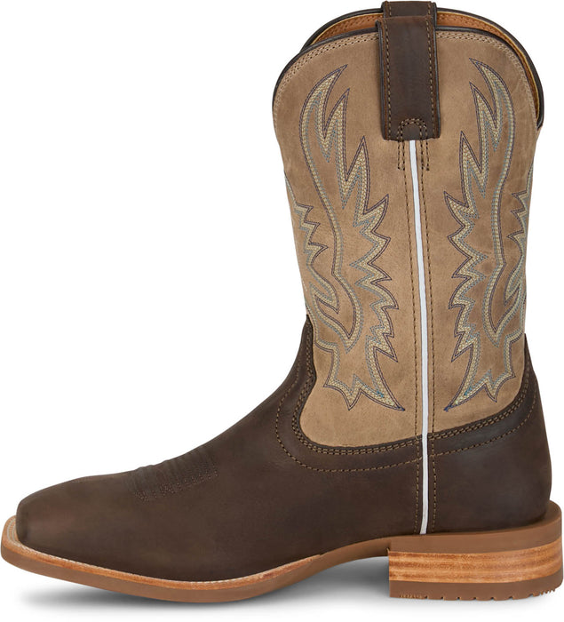 Justin Mens Rustle Grizzly Cowhide Cowboy Boots