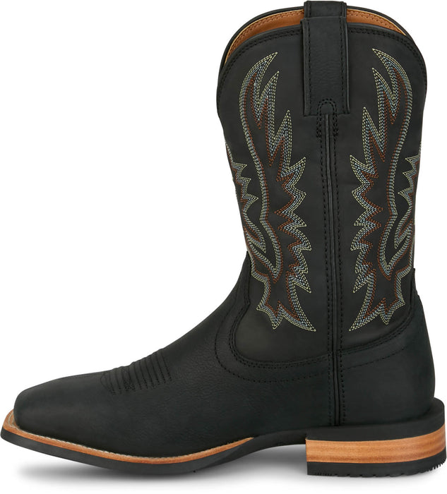 Justin Mens Rustle Coal Cowhide Cowboy Boots