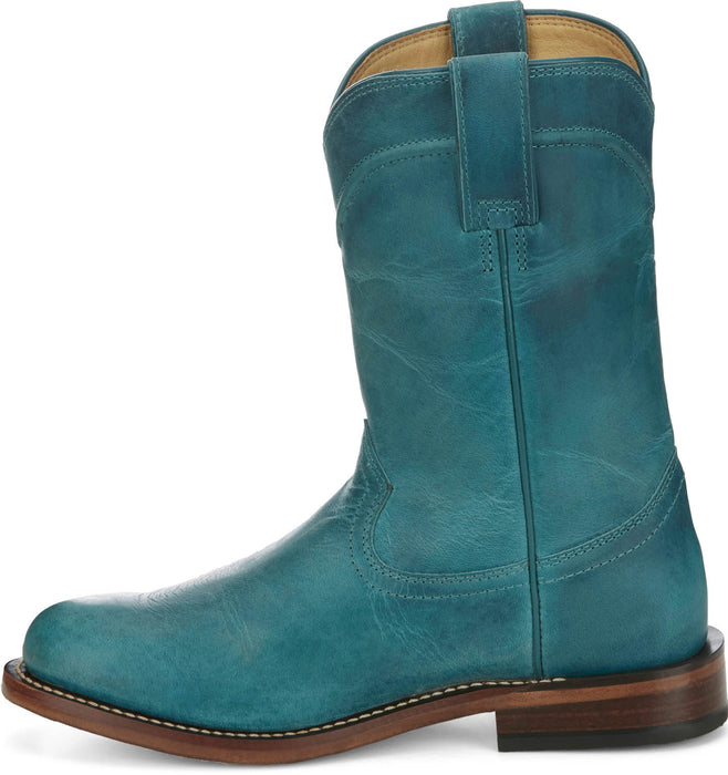 Justin Womens Holland Turquoise Leather Cowboy Boots
