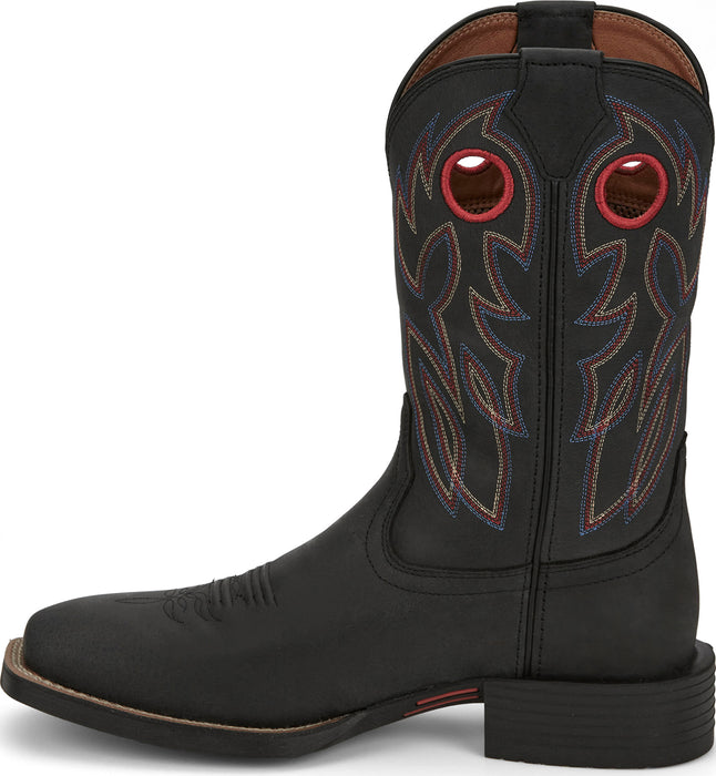 Justin Mens Bowline 11in Western Black Water Buffalo Cowboy Boots