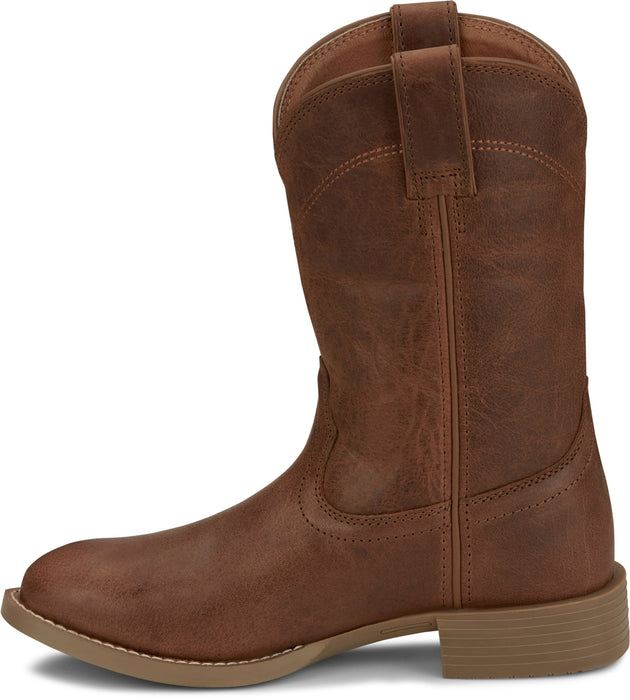 Justin Womens Blain 10in Roper Chocolate Leather Cowboy Boots