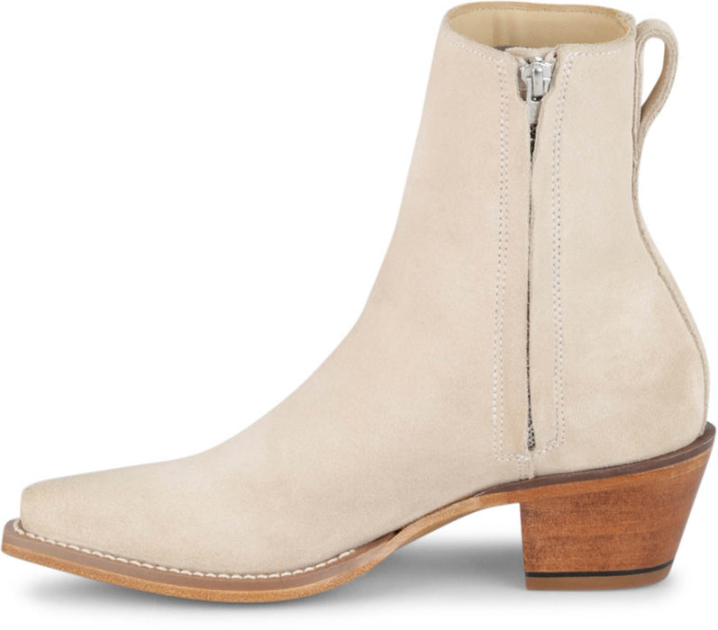 Justin Womens Bev 7in Bootie Bone Suede Fringe Ankle Boots