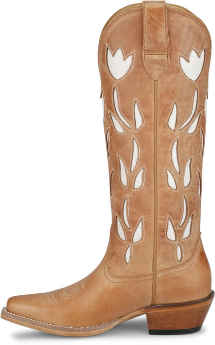 Justin Womens May 15in Western Antique Tan Cowhide Cowboy Boots