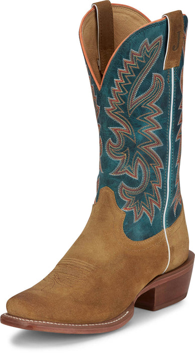 Justin Mens Jimmy 13in Western Wheat Suede Frontier Cowboy Boots