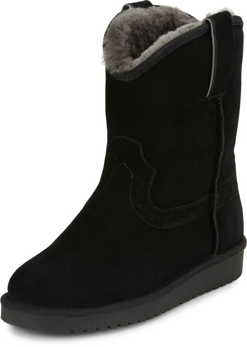 Justin Womens Heidi 8in Black Shearling Cowboy Boots