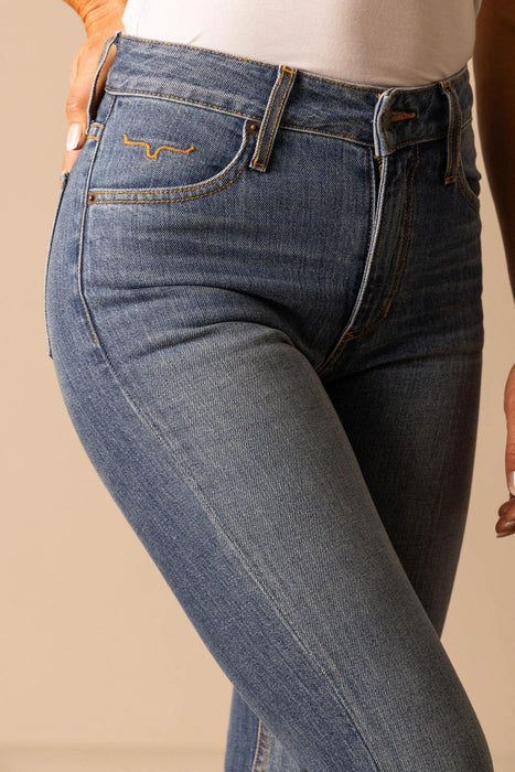 Kimes Ranch Womens Jennifer Mid Wash Cotton Blend Jeans