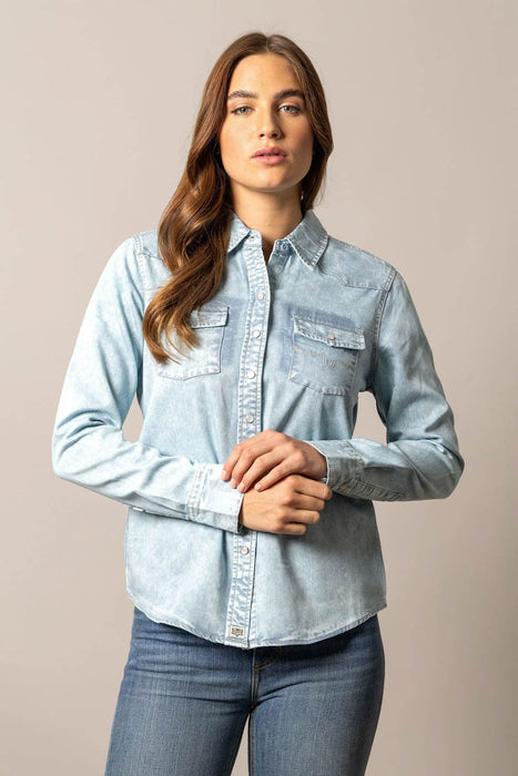 Kimes Ranch Womens KC Light Blue 100% Tencel L/S Shirt