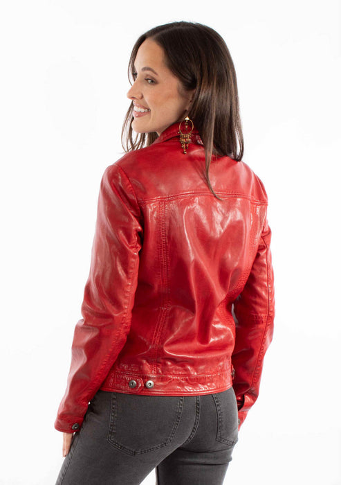 Scully Womens Washed Crinkle Vintage Red Leather Leather Jacket