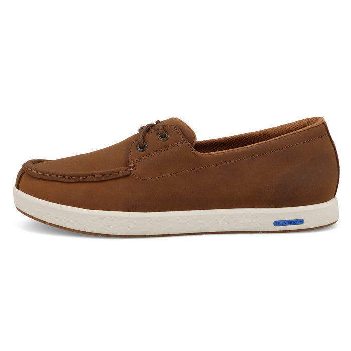 Twisted X Mens Ultralite X Lion Tan Leather Boat Shoes