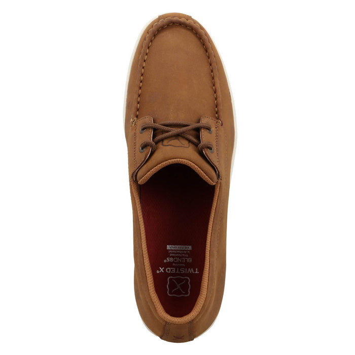 Twisted X Mens Ultralite X Lion Tan Leather Boat Shoes