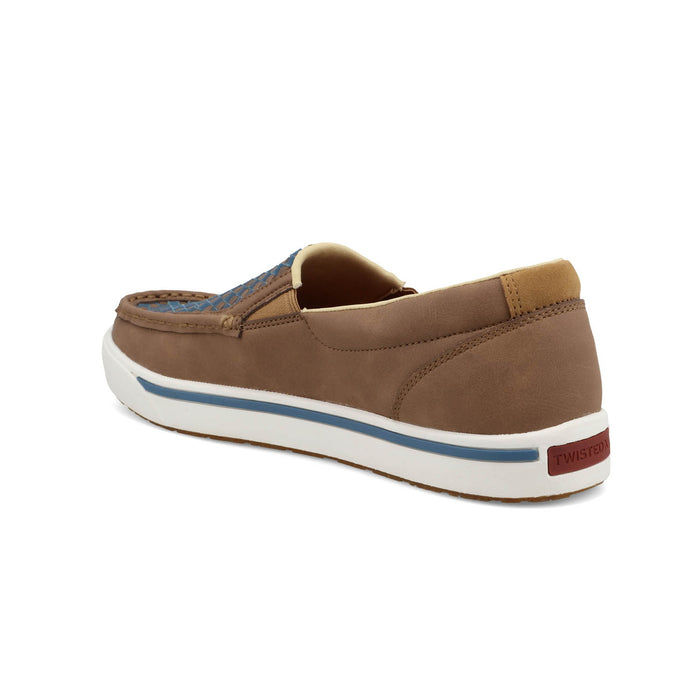 Twisted X Mens Kicks Woven Toasted Coconut/Blue Steel Leather Slip-On Shoes