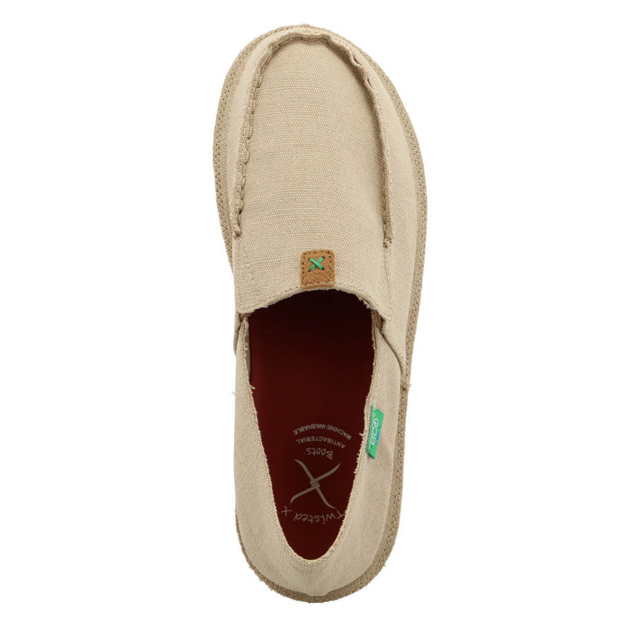Twisted X Mens Moccasin Loafer Khaki Fabric Slip-On Shoes