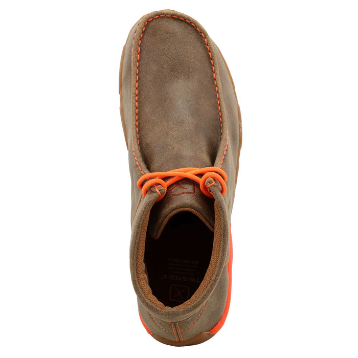Twisted X Mens Driving Moc Bomber/Neon Orange Leather Chukka Boots