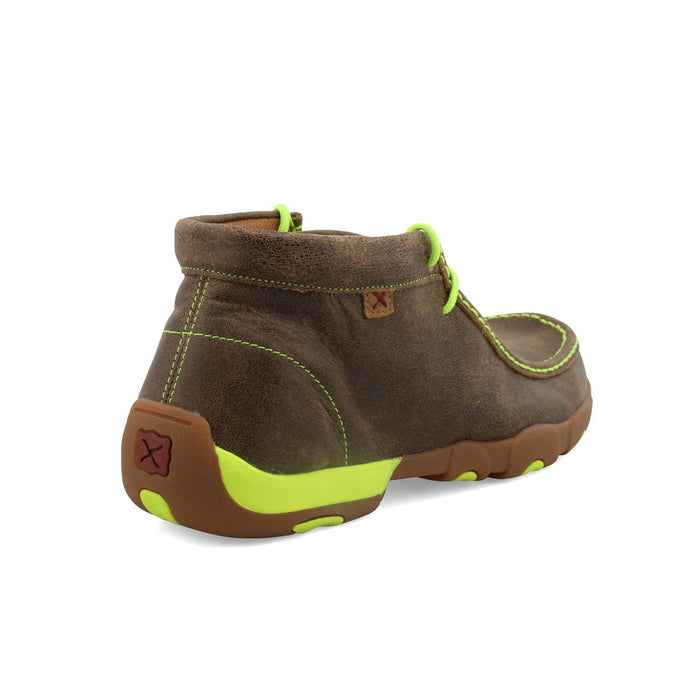 Twisted X Mens Driving Moc Bomber/Neon Yellow Leather Chukka Boots