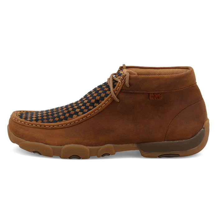 Twisted X Mens Driving Moc Woven Oiled Saddle/Midnight Leather Chukka Boots