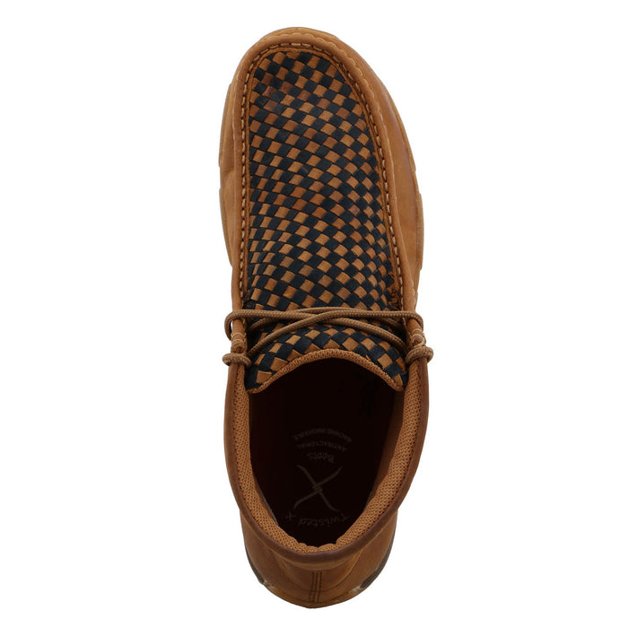 Twisted X Mens Driving Moc Woven Oiled Saddle/Midnight Leather Chukka Boots