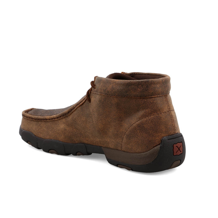 Twisted X Mens Driving Moc Tooled Brown Leather Chukka Boots