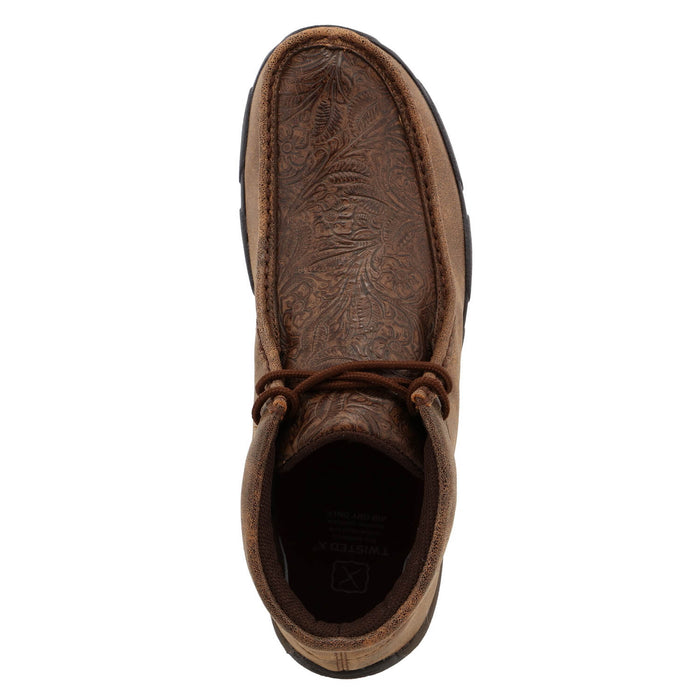 Twisted X Mens Driving Moc Tooled Brown Leather Chukka Boots