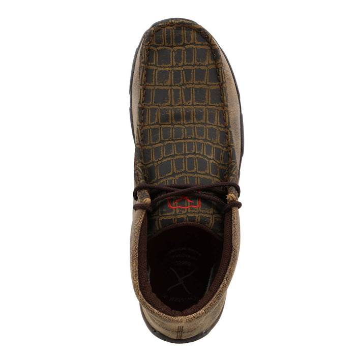 Twisted X Mens Driving Moc Caiman Brown Leather Chukka Boots