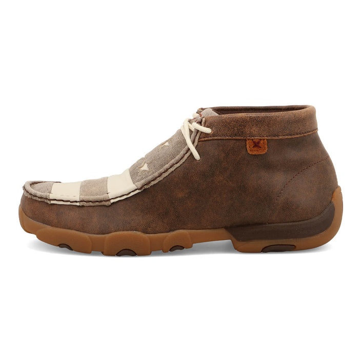 Twisted X Mens Driving Moc Flag VFW Brown/Ivory Leather Chukka Boots
