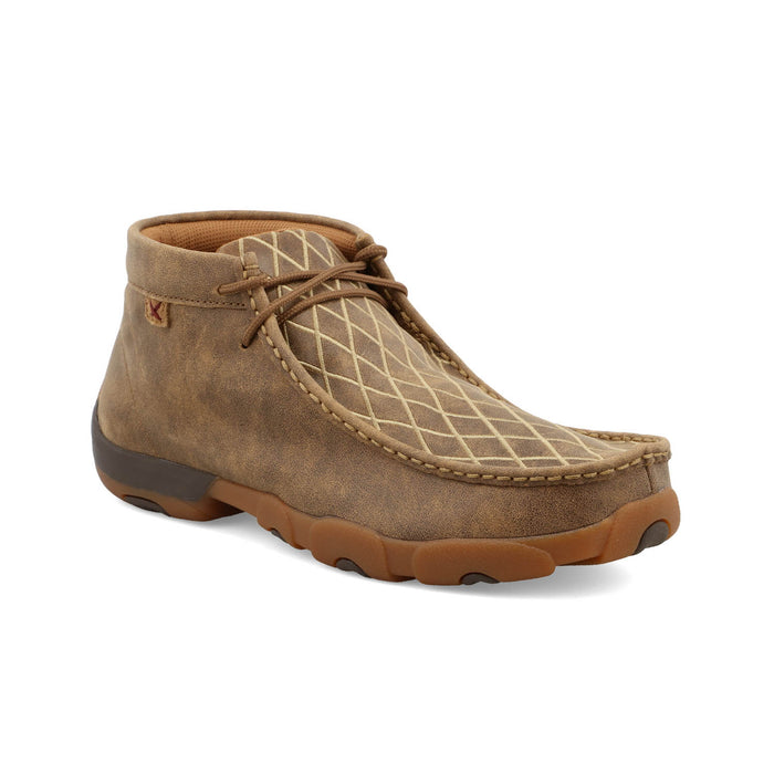 Twisted X Mens Driving Moc Diamond Bomber Leather Chukka Boots