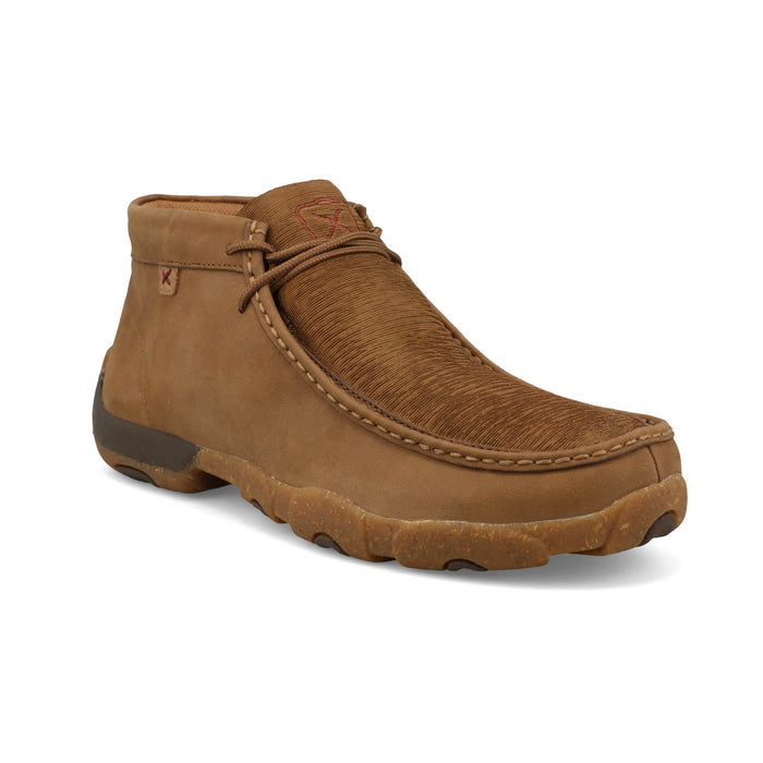 Twisted X Mens Driving Moc Laser Cut Burnt Sand Leather Chukka Boots