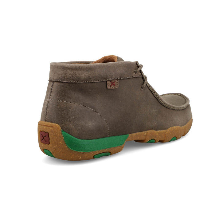 Twisted X Mens Driving Moc 4H Deep Taupe/Kelly Green Leather Chukka Boots