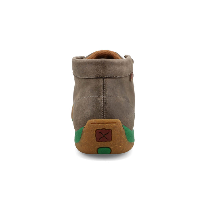 Twisted X Mens Driving Moc 4H Deep Taupe/Kelly Green Leather Chukka Boots
