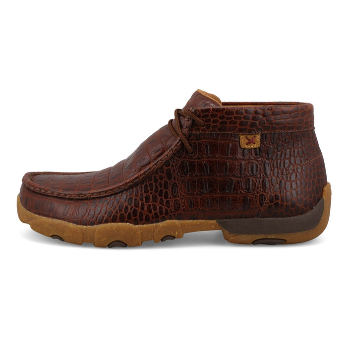 Twisted X Mens Driving Moc Caiman Ginger Leather Chukka Boots