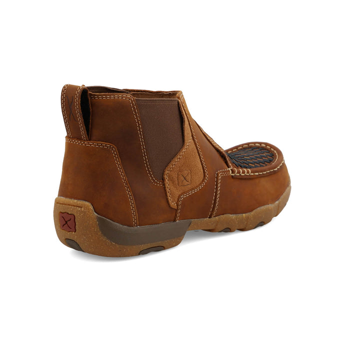 Twisted X Mens 4in Driving Moc Woven Oiled Saddle Leather Chelsea Boots