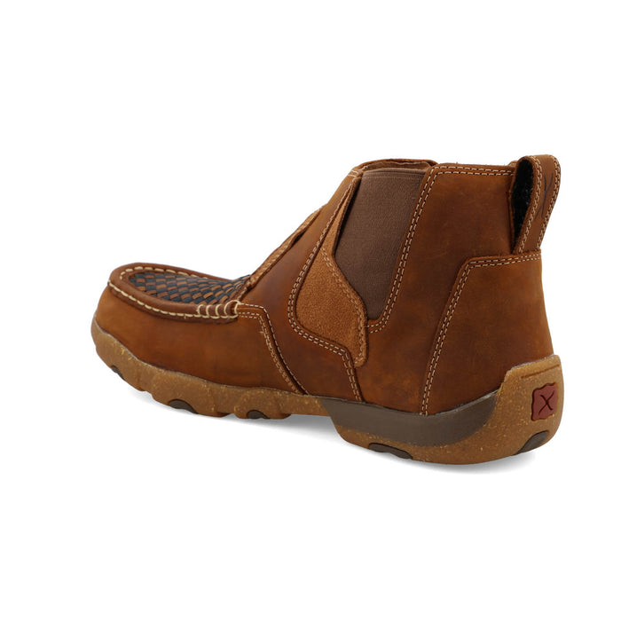 Twisted X Mens 4in Driving Moc Woven Oiled Saddle Leather Chelsea Boots